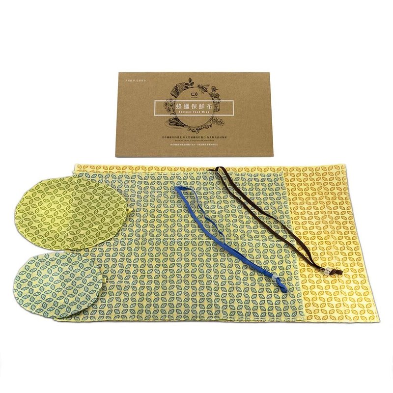 [Renzhou Net Plastic] Beeswax cloth (contains real food 4-piece discount set) classic logo | environmentally friendly plastic wrap - เครื่องครัว - ผ้าฝ้าย/ผ้าลินิน หลากหลายสี