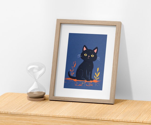 デジタル】魅力的な黒猫の肖像画 - ショップ cutiepaint 似顔絵・イラスト・挿絵 - Pinkoi