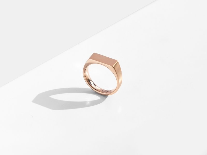 Dual Texture Signet Ring | Rose Gold | Engravable - General Rings - Stainless Steel Gold