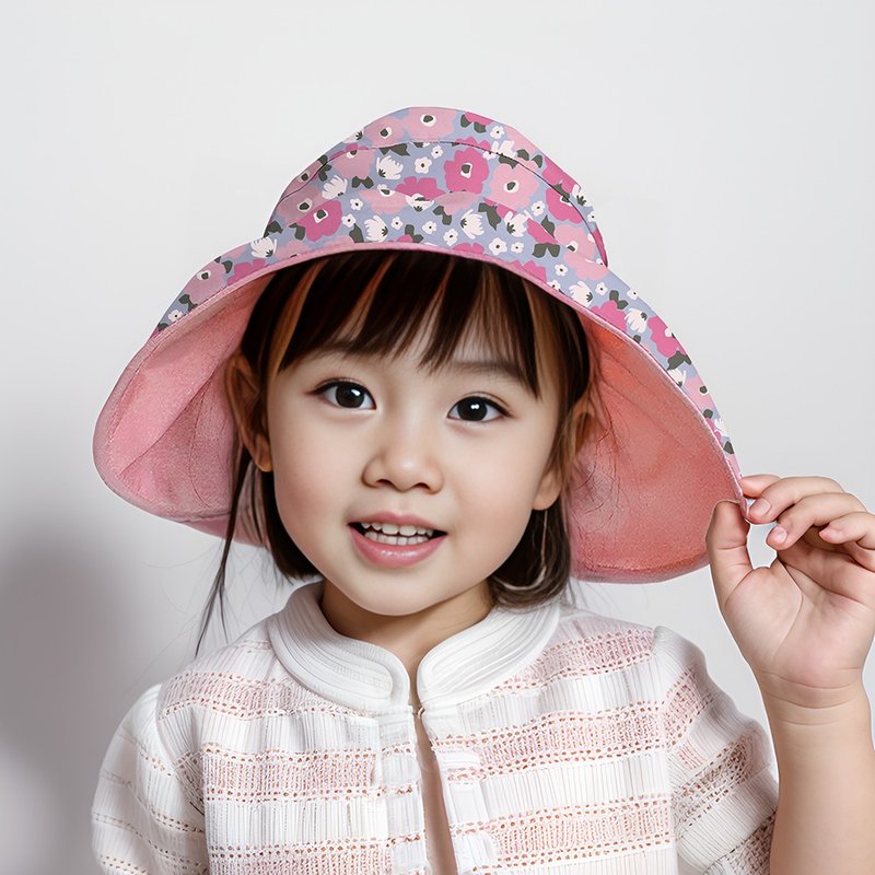 Beirou UPF50+ Breathable Sunshade 2-use Hollow Cap-Flower - Hats & Caps - Polyester Pink