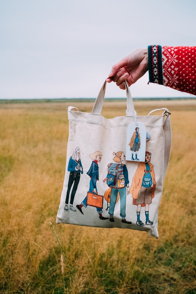 The distant journey double back canvas bag - Messenger Bags & Sling Bags - Cotton & Hemp Multicolor
