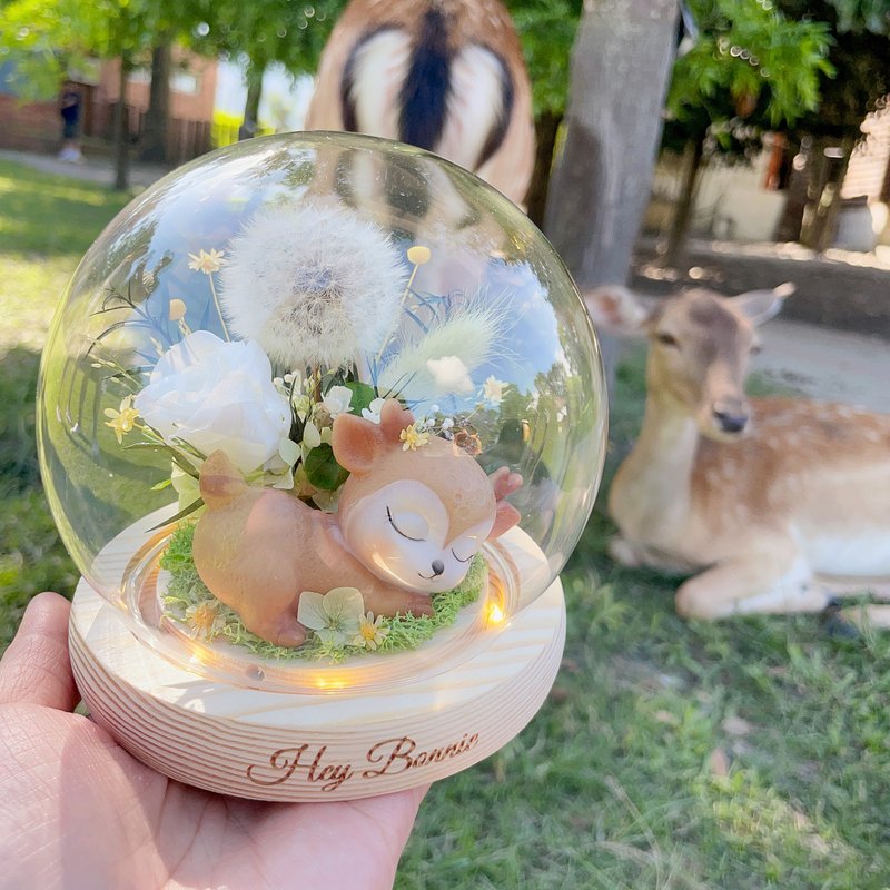 Fast shipping Yilu has you everlasting flower glass cover romantic night light Christmas gift dandelion - ช่อดอกไม้แห้ง - พืช/ดอกไม้ หลากหลายสี