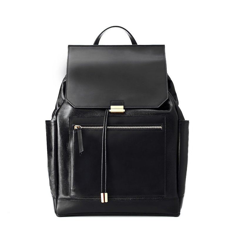 Black Honeyskin Cowhide Electric Backpack - Medium - กระเป๋าเป้สะพายหลัง - หนังแท้ สีดำ