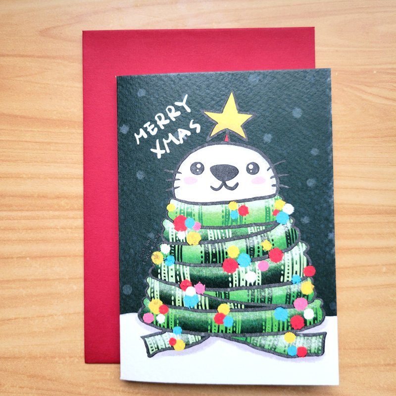 Christmas Card--Plush Seal Christmas Tree - Cards & Postcards - Paper Multicolor