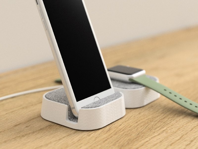 iPhone Stand, iPhone Holder,  Anniversary Gifts - Phone Stands & Dust Plugs - Eco-Friendly Materials White