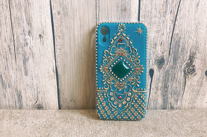 Custom [hand drawn carved mobile phone shell] Jasmine Princess / HENNA / ethnic style / Morocco / Egypt - เคส/ซองมือถือ - อะคริลิค สีเขียว