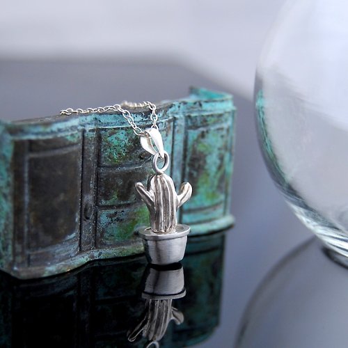 Vesta Art 設計銀飾 迷你仙人掌-人形 銀項鍊