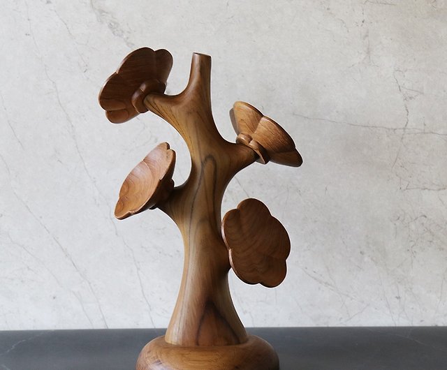 チークの木プラムコースターの組み合わせ手彫りの飾りの木 - ショップ