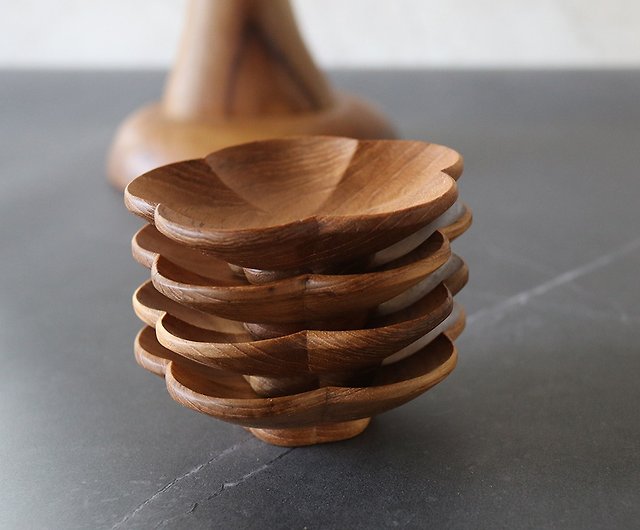 チークの木プラムコースターの組み合わせ手彫りの飾りの木 - ショップ