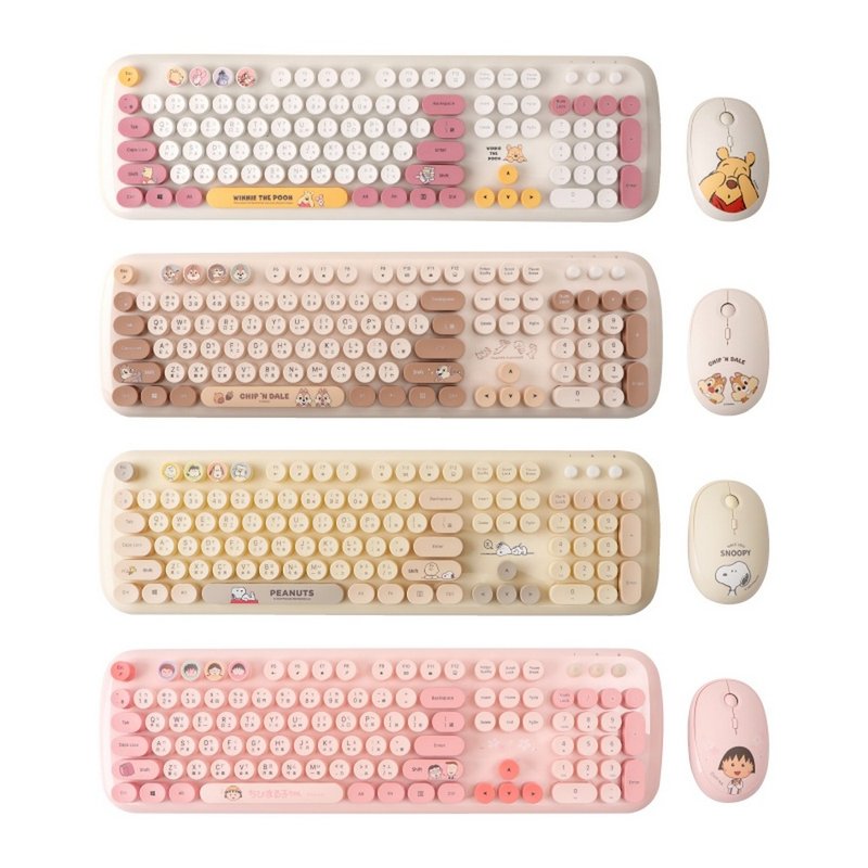 Wireless keyboard and mouse set-Winnie the Pooh Chichititi Snoopy Maruko-chan three-eyed monster Xiaoxin - อุปกรณ์เสริมคอมพิวเตอร์ - วัสดุอื่นๆ หลากหลายสี