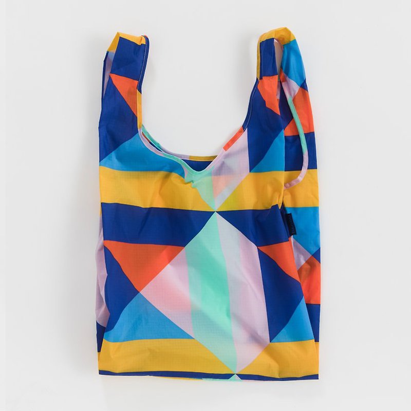 【最後一件】BAGGU環保收納購物袋- 彩色拼布 - 手提包/手提袋 - 防水材質 藍色
