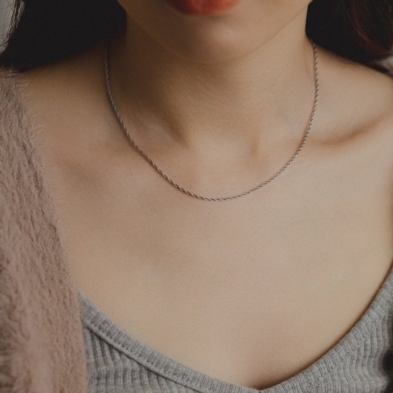 Steel - Classic Twist Chain Necklace - สร้อยคอ - สแตนเลส สีเงิน