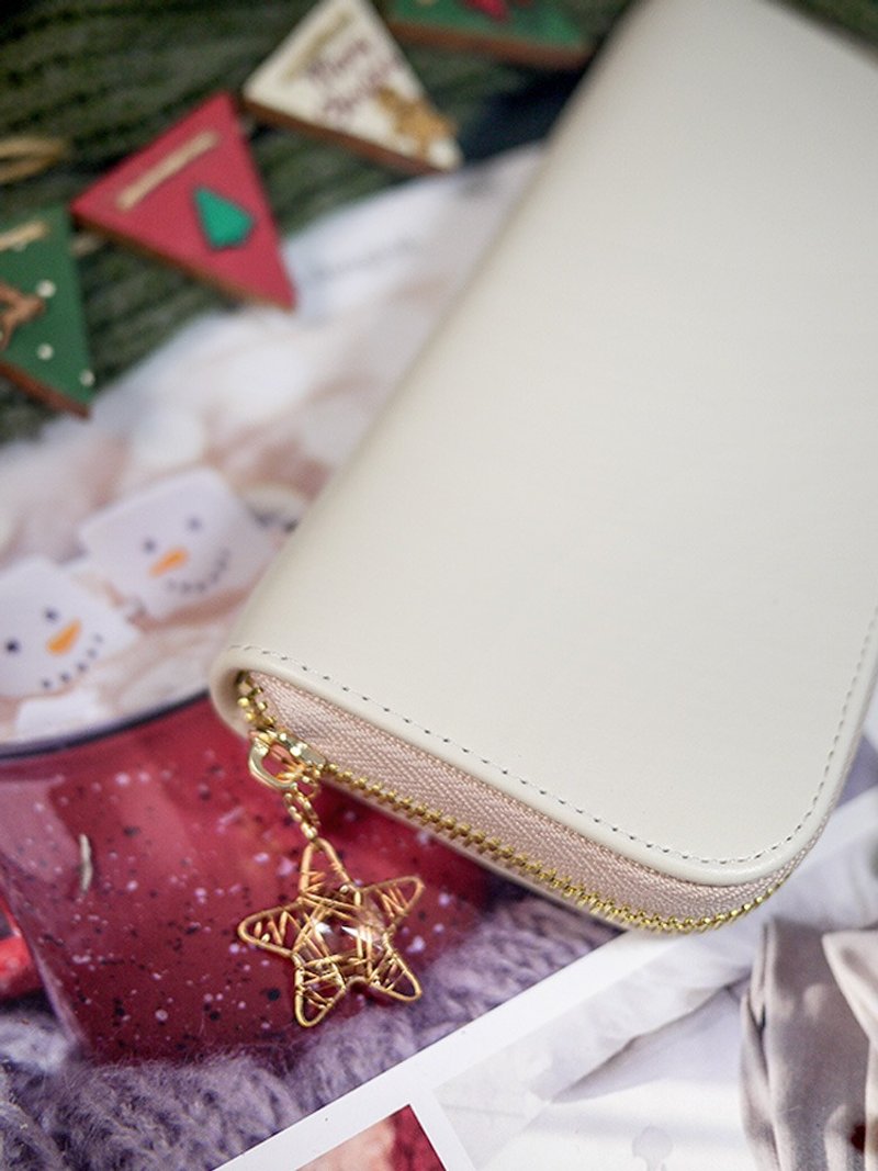 Angel white. Genuine leather long clip/wallet/wallet/coin purse - กระเป๋าสตางค์ - หนังแท้ ขาว