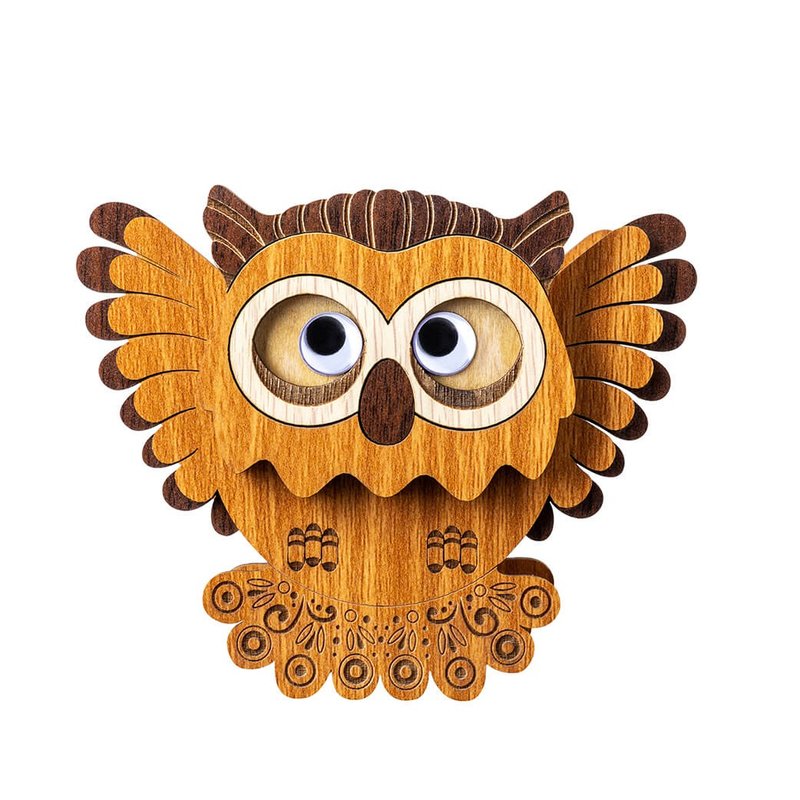 [Teacher’s Day Gift] Zhuanzhuanle Music Box-Yellow Fish Owl - Indie Music - Wood Brown