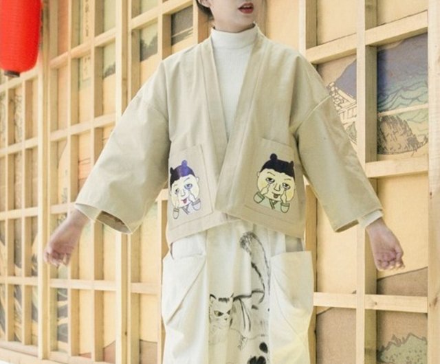 Kimono Japan Design Ukiyo-e Photo Shoot Clothing White hotsell Coat