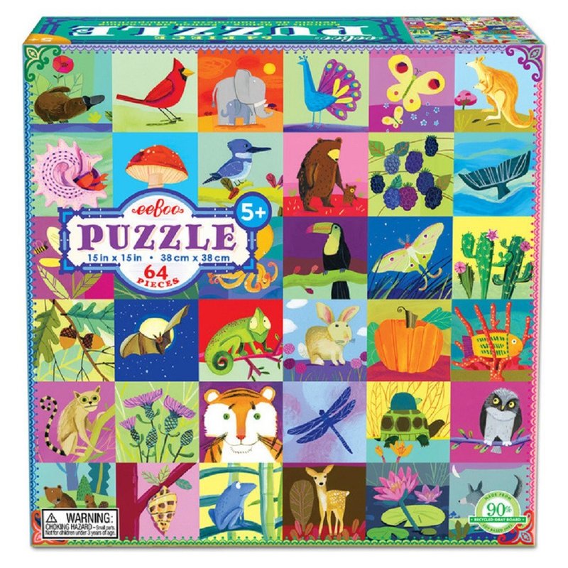 eeBoo 64 Piece Puzzle- Portraits of Nature 64 Piece Puzzle Natural Portraits - Puzzles - Paper Multicolor