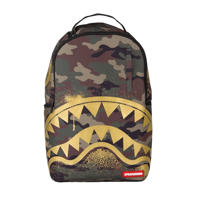 [SPRAYGROUND]Gold Stencil Shark Camo Gold Camouflage Shark Backpack - Backpacks - Other Materials Gold