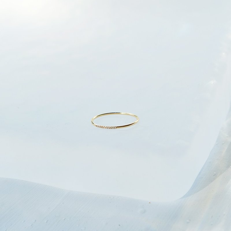 Ten diamond ring simple style easy to go to work with 14K gold-packed gold-injected wash without fading - แหวนทั่วไป - เครื่องประดับพลอย สีเหลือง