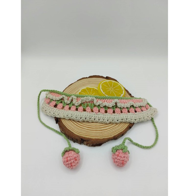 Sweet strawberry wool collar - Collars & Leashes - Cotton & Hemp Pink