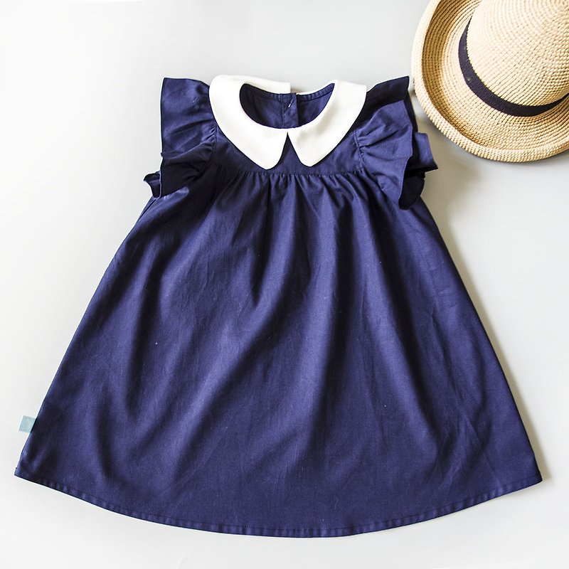 Back to School Good Student Organic Cotton Handmade Dress - Kids' Dresses - Cotton & Hemp Blue