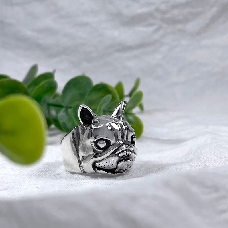 Naughty French Bulldog Silver Ring - General Rings - Sterling Silver Silver