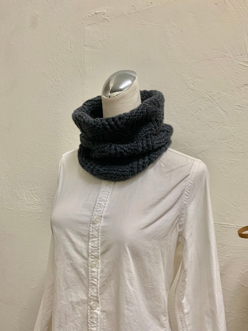 Scarf series. Good fleece keeps warm and breathable. Unisex. Iron gray. Moderate to medium thickness. - Knit Scarves & Wraps - Wool 