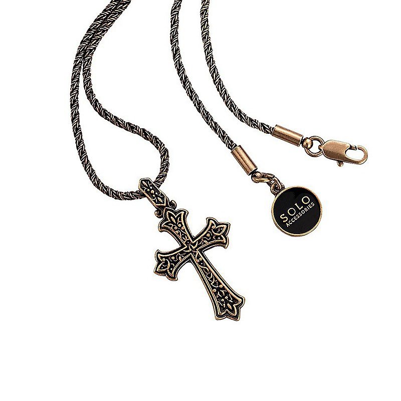 刻まれた十字架のネックレス - ネックレス - 金属 ゴールド