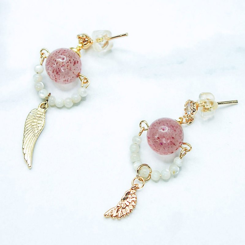 18K Gold Plated Earrings -My Guardian Angel,Christian Catholic Crystal Jewelry W - ต่างหู - คริสตัล สีทอง