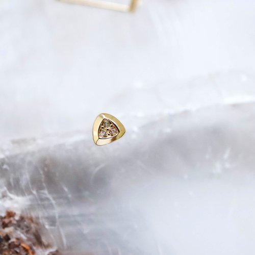 岱姍珠寶xEliz. 耳針 18K 三角形 天然鑽石耳環 黃K金 玫瑰金