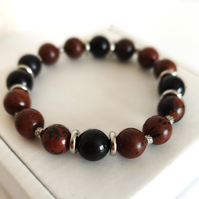 Bracelet with semi-precious stone obsidian Jewerly for women Amulet on the hand - 手鍊/手環 - 半寶石 多色