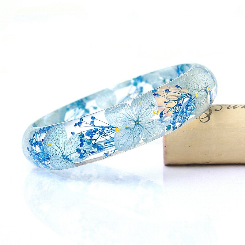 FlowerSays / Hydrangea Baby's Breath Real Flower Bracelet / Blue Collection / E - สร้อยข้อมือ - วัสดุอื่นๆ สีน้ำเงิน