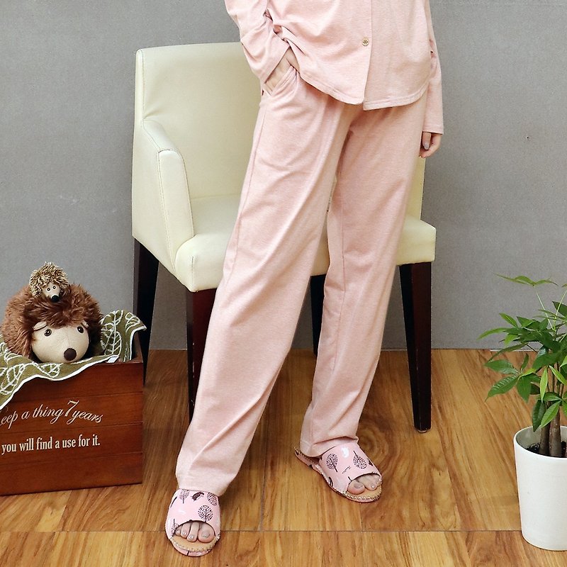 MIT Organic Cotton Drawstring Loose Lounge Pants (Linen Powder) - Loungewear & Sleepwear - Cotton & Hemp Pink