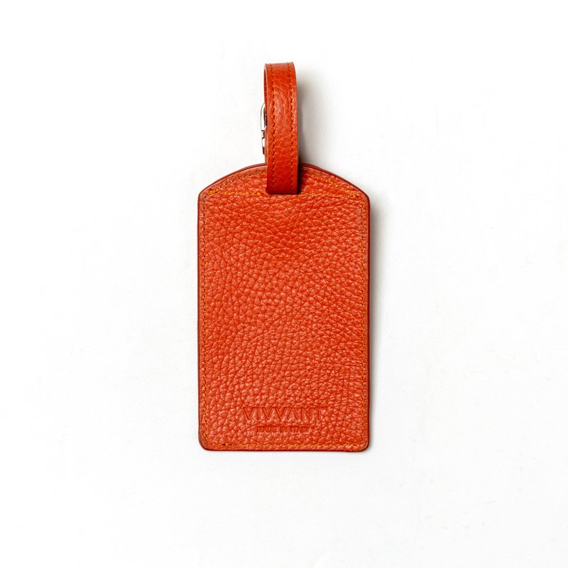 Vivvant Leather Luggage Tag (Orange) - Passport Case Not Included - Luggage Tags - Genuine Leather Orange