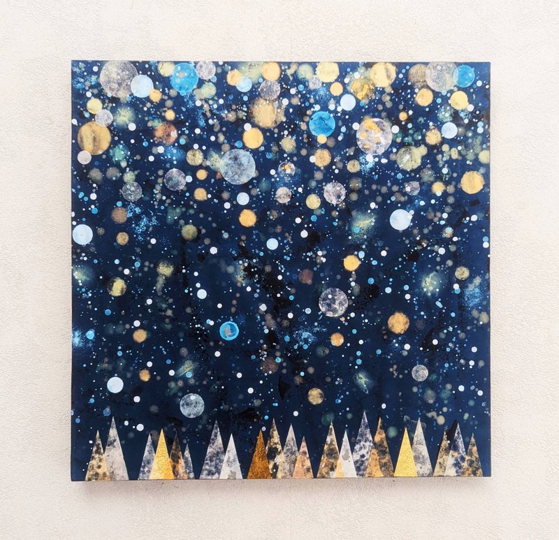 雪の森S6号 アクリル原画 - 海報/掛畫/掛布 - 木頭 藍色