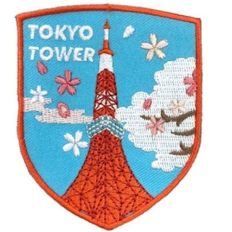 日本 東京鐵塔 TOKYO 服裝補丁飾品背膠補丁貼 DIY袖標 INS打卡地 - 徽章/別針 - 繡線 多色