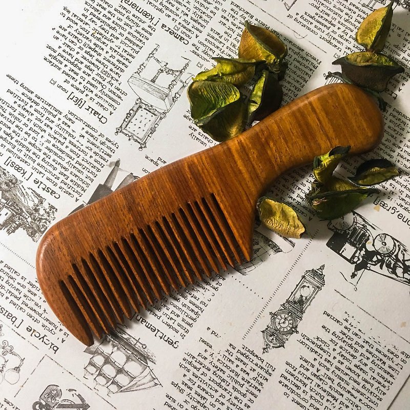 Fine teeth comb with handle - rosewood - อื่นๆ - ไม้ 
