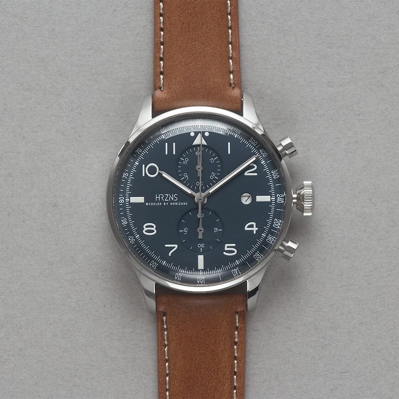 MIDNIGHT BLUE CH-41 CHRONOGRAPH WATCH | BUTTERO BELT - Men's & Unisex Watches - Stainless Steel Blue