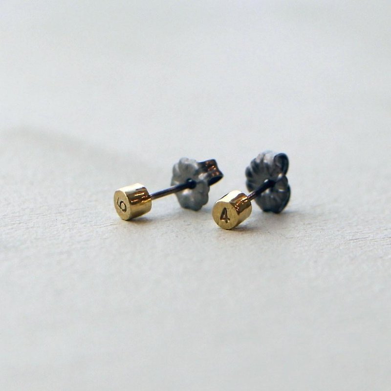 Brass stud earrings numbers - Earrings & Clip-ons - Other Metals Gold