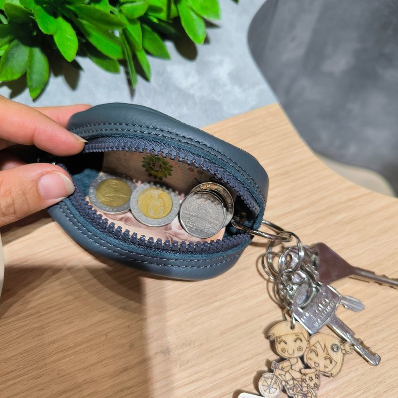 Genuine leather Coin pocket - Grey color - 零錢包/小錢包 - 真皮 灰色