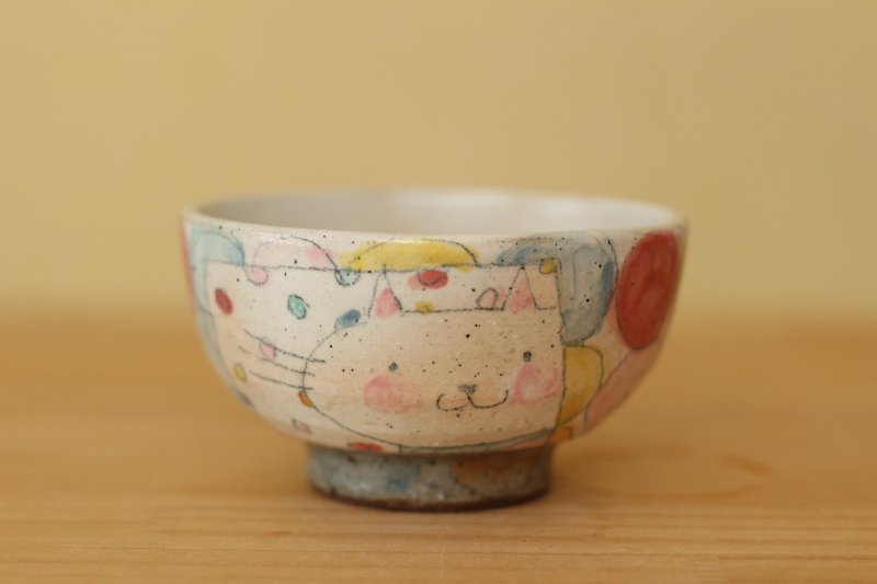 K-like order drinking colorful dots and cat's bowls - Small Plates & Saucers - Pottery 