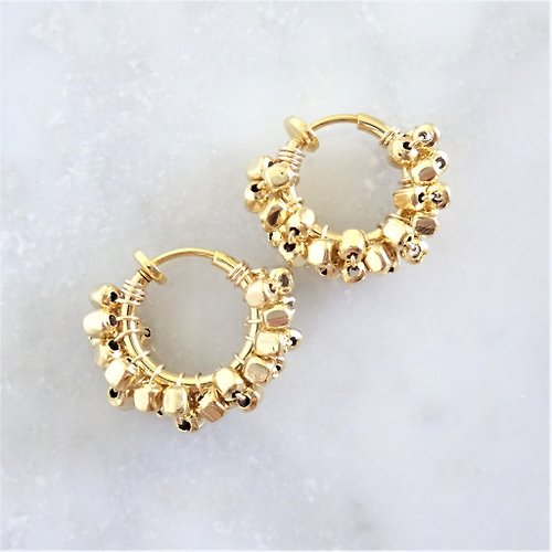 marina JEWELRY pti gold square metal wrapped hoop earring 夾式耳環