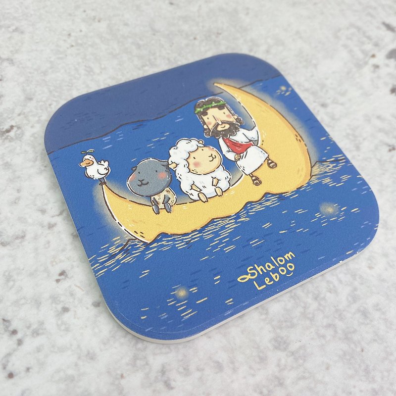Illustrator water coaster-moon ship - Coasters - Pottery 