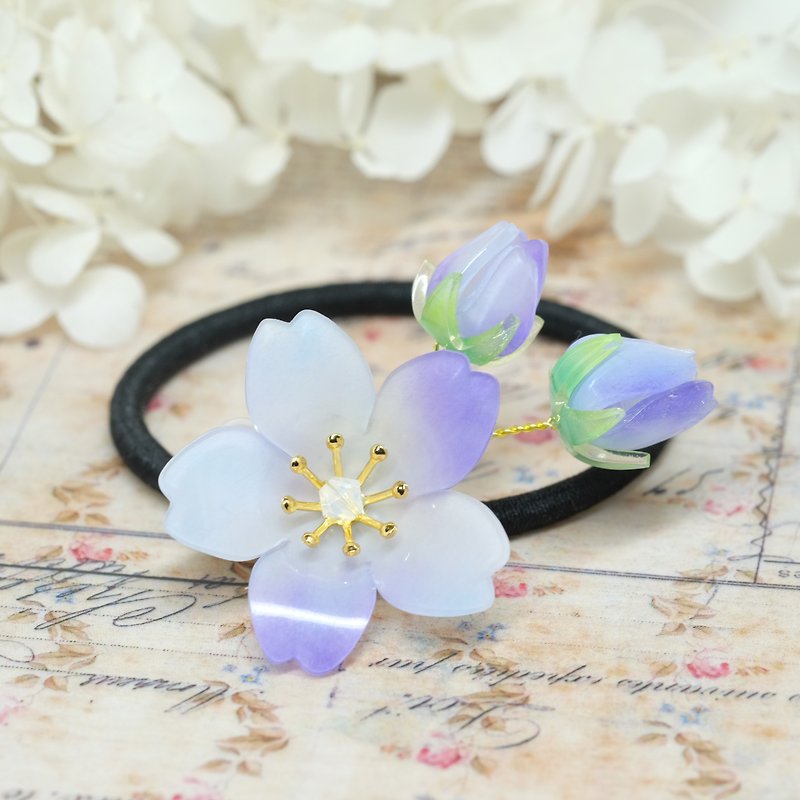 sakura and bud hair rubber -violet-【Waiting for my own spring】