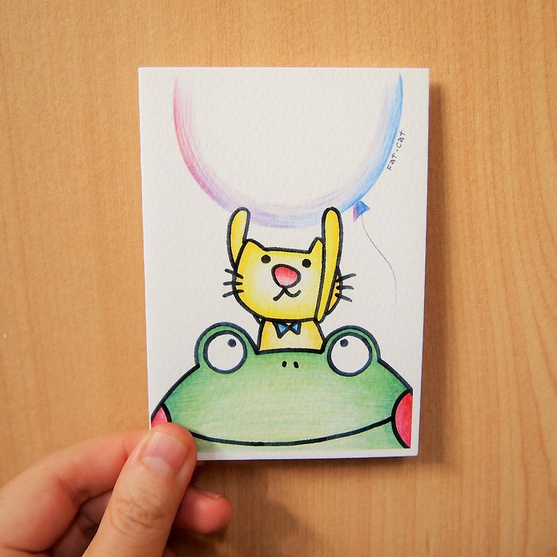 ユニバーサルカード-猫とカエル - カード・はがき - 紙 多色
