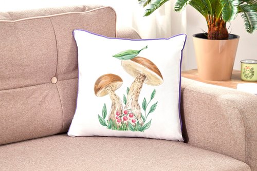 KliuyenkovaArt Mushrooms Berries Watercolor Sublimation. Botanical illustration hand drawn