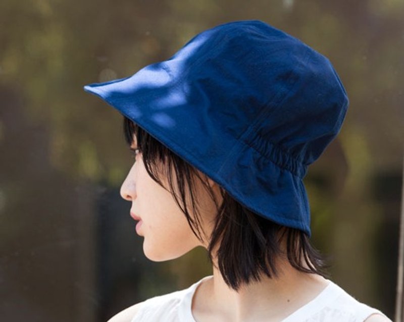 藍染ポプリンチューリップハット　Mサイズ【OrganicCotton】 - 帽子 - 其他材質 