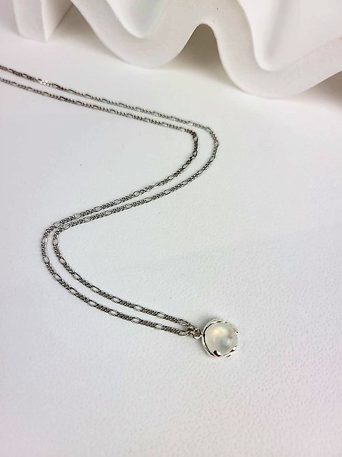 A.pearl 水晶純銀輕珠寶 A.pearl 彩虹光 月光石 純銀項鍊 / 水晶氣質款 / 輕珠寶