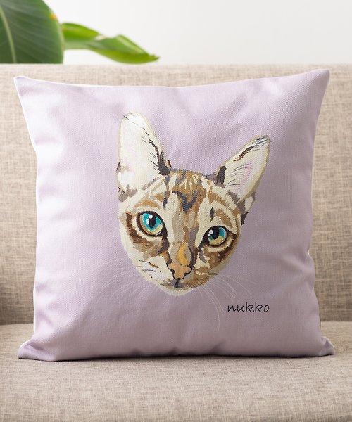 jubileedesign Nukko × Jubilee合作設計 亞麻布抱枕套 寵物圖案 貓咪(YVES醬)
