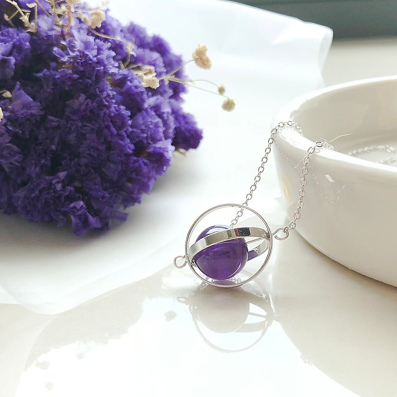 Romantic planet. universe. Silver ring. Amethyst. necklace - Necklaces - Crystal Purple