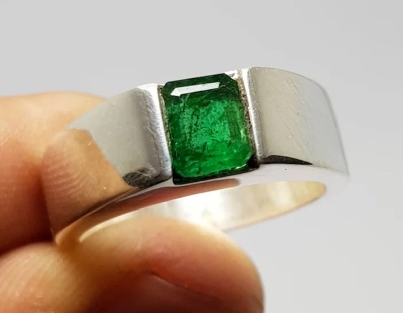 Real Panjsher Afghanistan emerald ring for men Dark green Mens emerald ring gift - 戒指 - 寶石 綠色